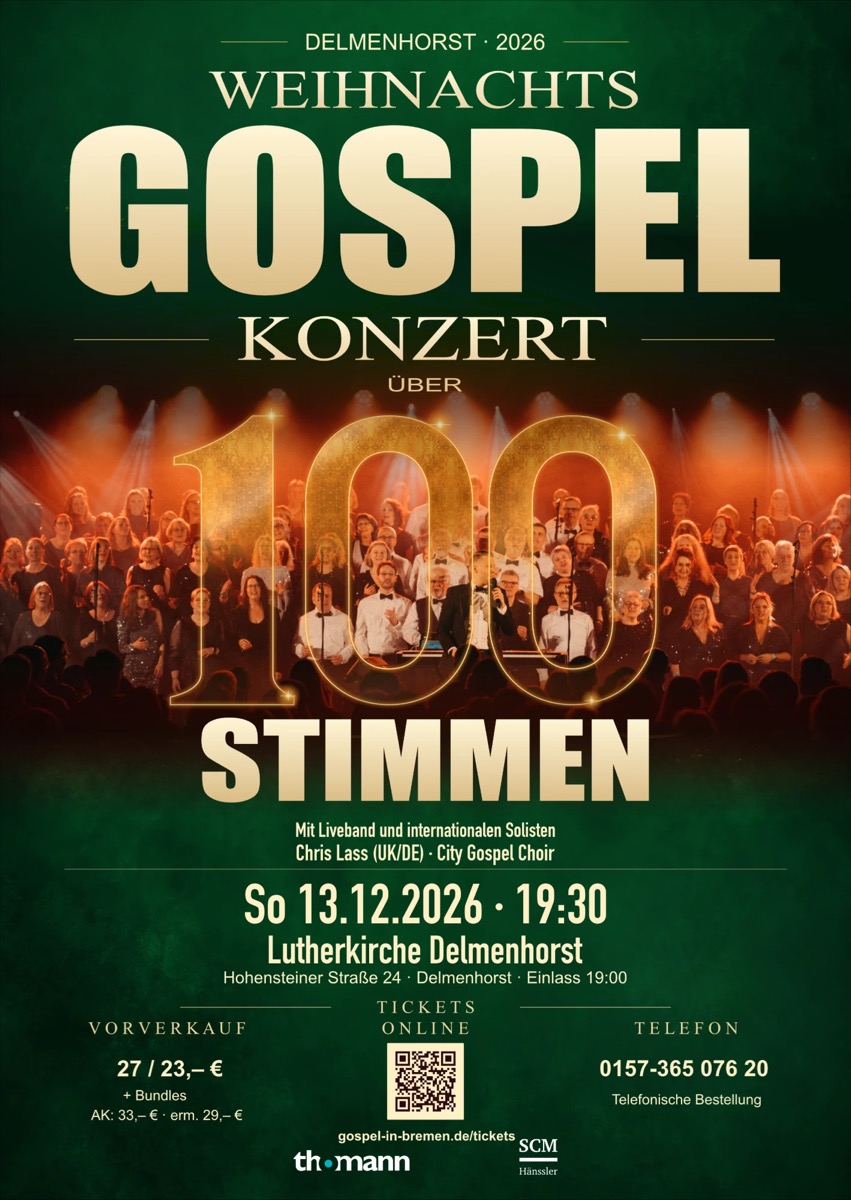 Poster Weihnachts-Gospel-Konzert Delmenhorst, 13.12.2026